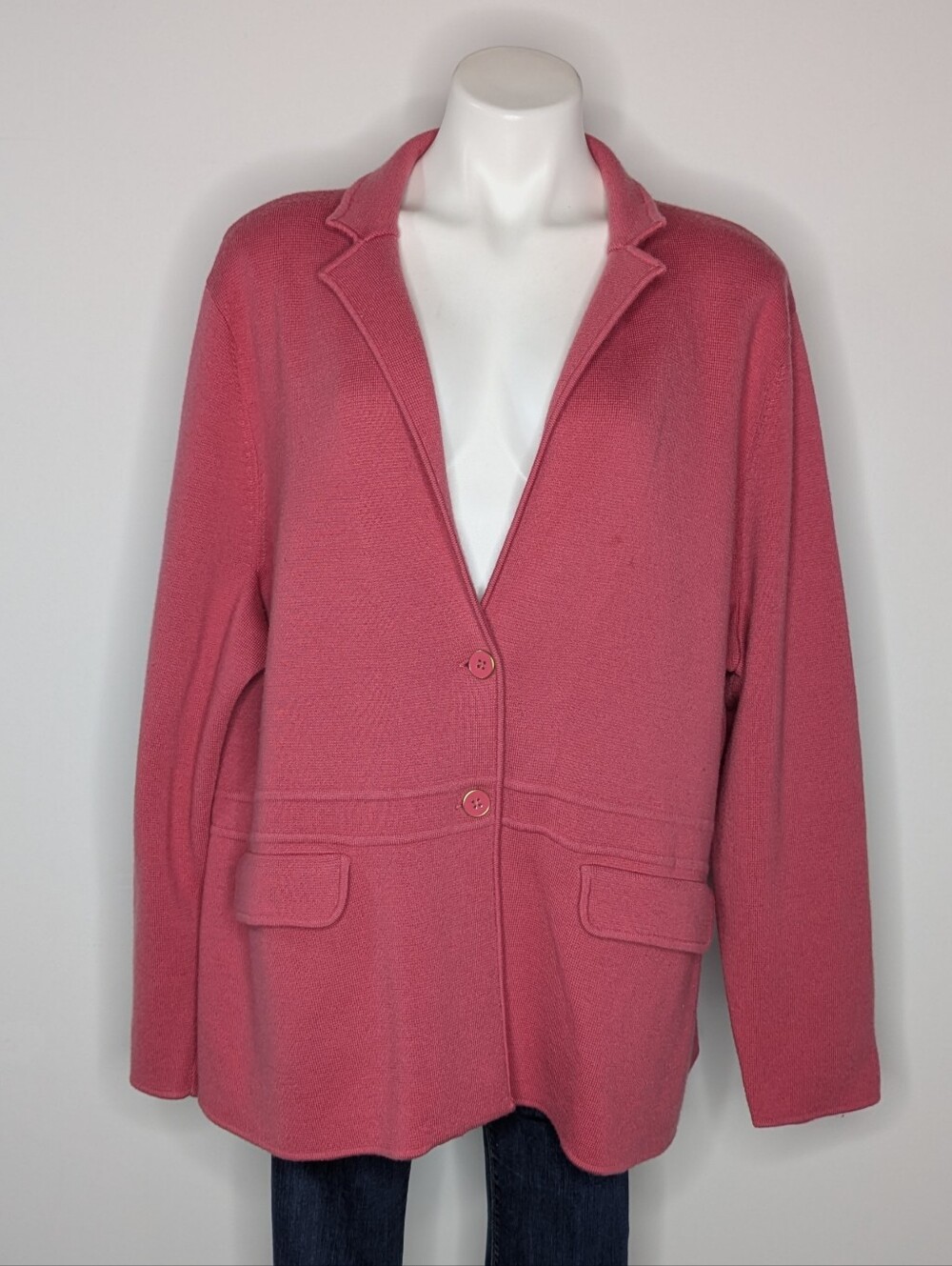 Talbots Pink V Neck Button Up Merino Wool Cardigan Sweater 2X